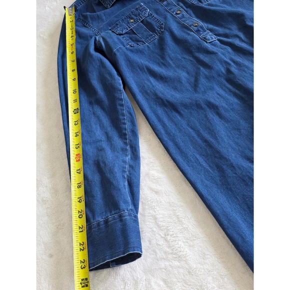 Tommy Hilfiger Denim Chambray Shirt Dress Long Sleeve Button Up Pocket Blue SZ M - Picture 4 of 7